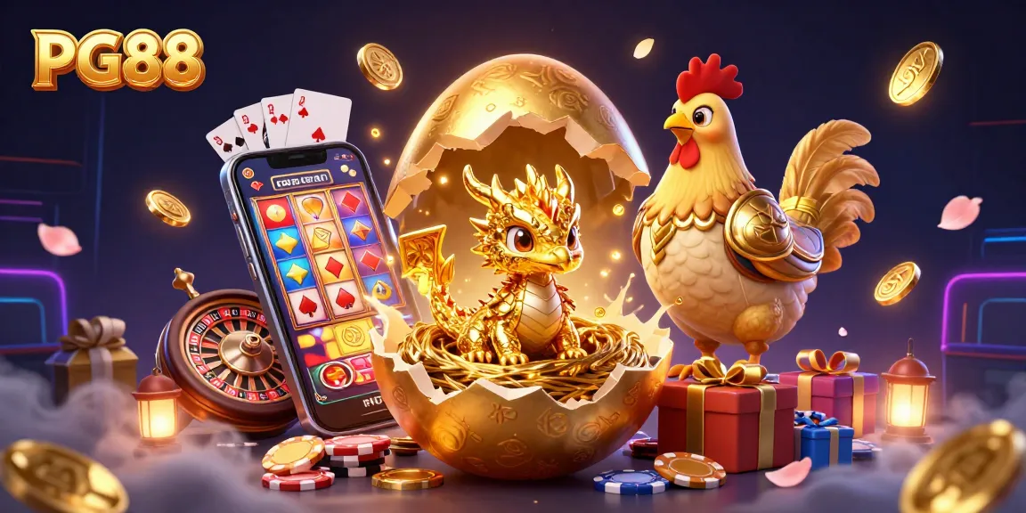 PG88 rolls the dice for adventure as golden eggs hatch fortune in a dazzling casino scene.