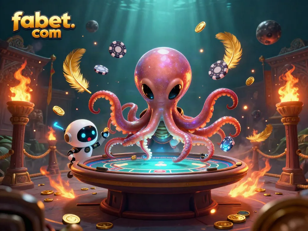 Experience the thrill of gambling with fabet. com's alien-themed poker illustration featuring dynamic action and exciting elements.
