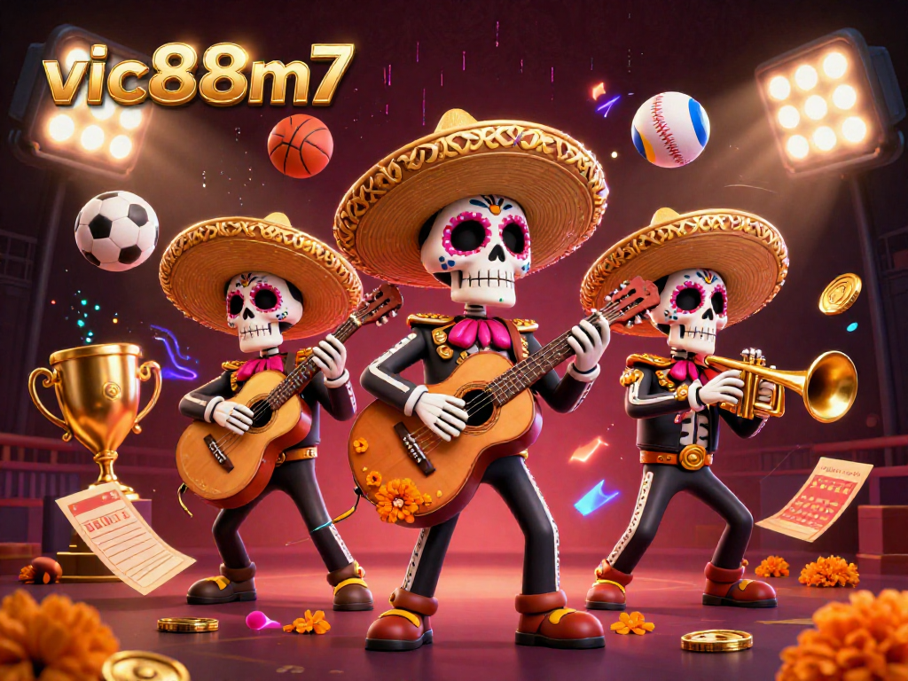 Engage with vic88m7's dynamic gambling experience featuring vibrant mariachis and lively sports elements.