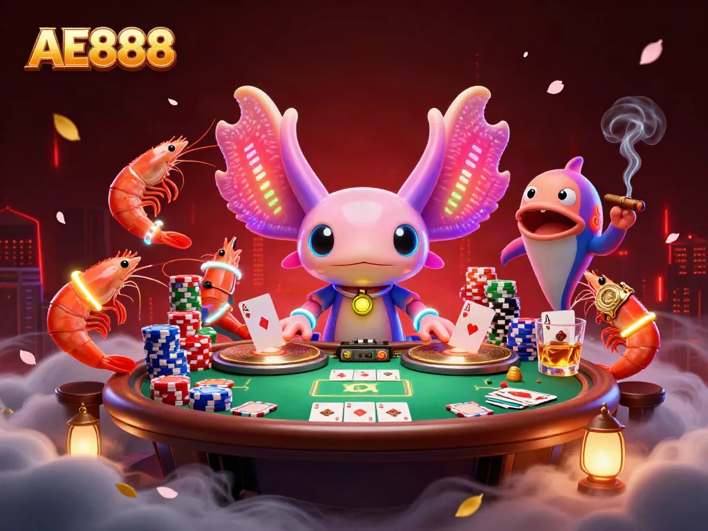 Enjoy thrilling moments at AE888's vibrant casino scene with colorful characters and dynamic gaming elements.