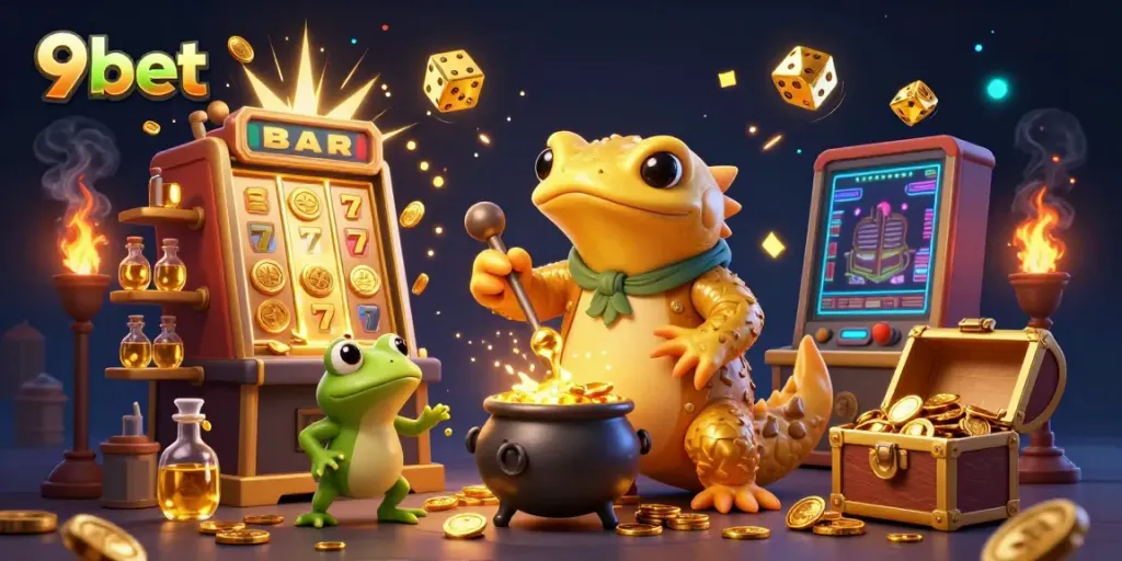 Win big with 9bet's vibrant casino experience featuring golden alchemy and slot excitement.