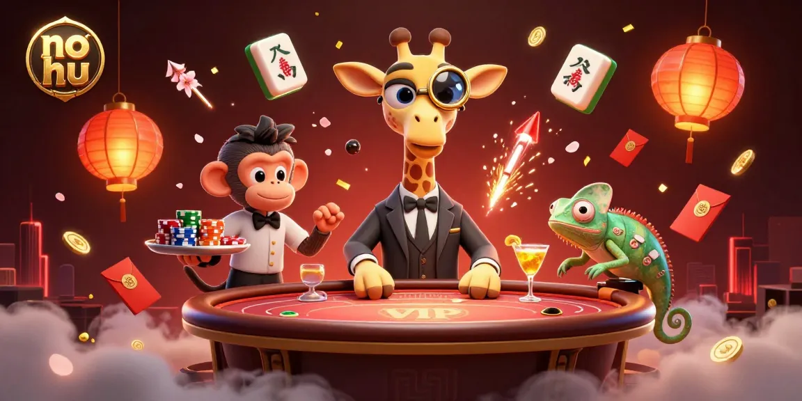 Experience the thrill of no hu gaming with a high-roller giraffe at a poker table in a vibrant casino scene.