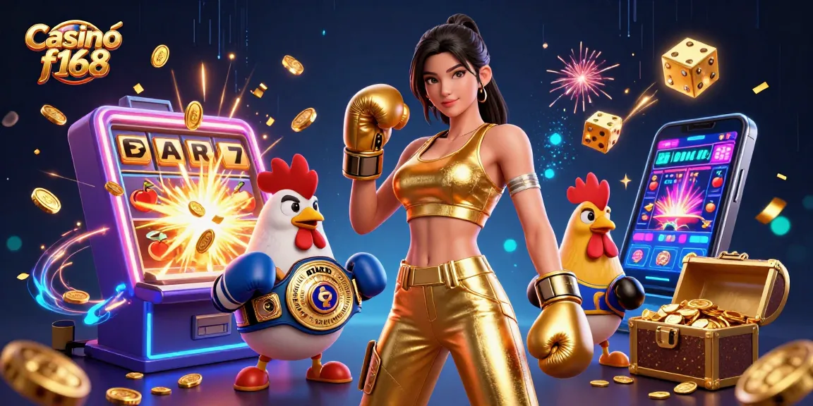 Experience Casino f168 with an exciting digital illustration featuring vibrant game elements and characters.