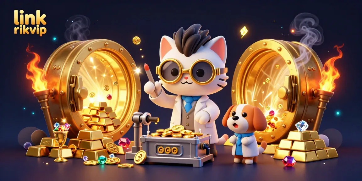 Experience the thrill of gaming with link rikvip at a vibrant 3D casino scene featuring gold and treasure.