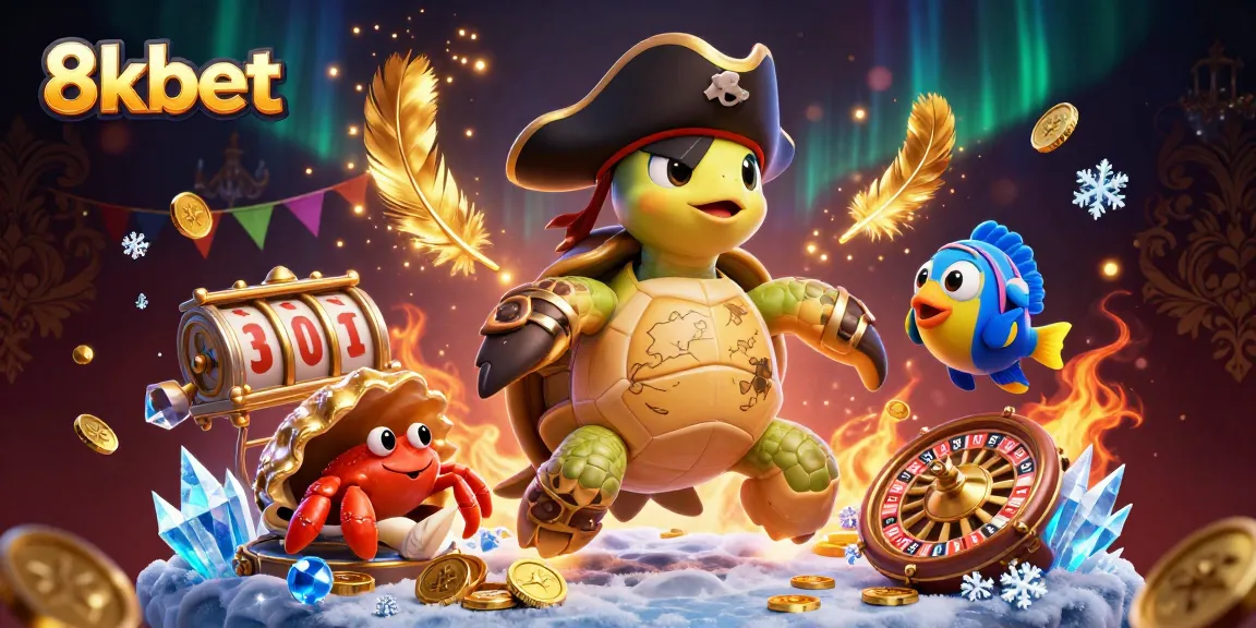 Experience thrilling gaming adventures with 8kbet in a vibrant, action-packed casino scene.