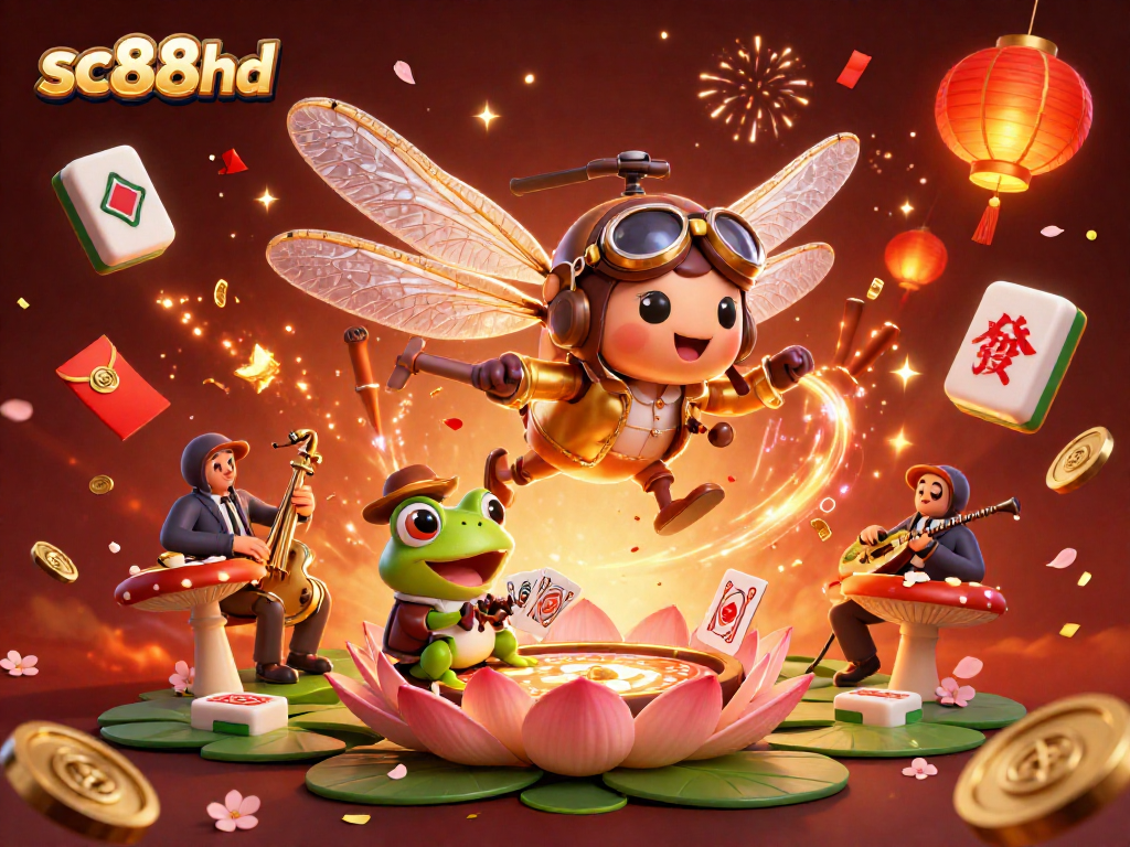 Experience winning moments at sc88hd with our vibrant casino scene featuring a dragonfly pilot and more!