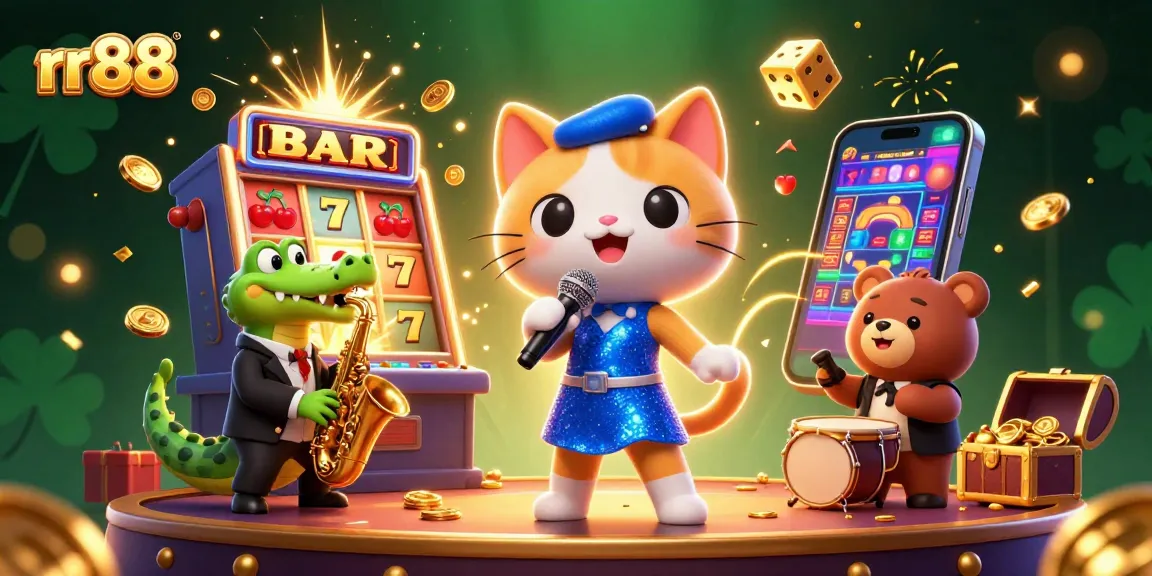 Experience thrilling gameplay at rr88 with vibrant 3D characters, slot machines, and jackpot excitement.