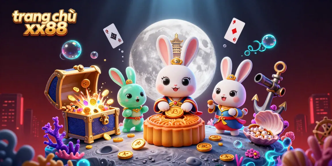 Engage with the dynamic scene of trang chủ xx88 showcasing the moon rabbit and thrilling gambling elements.