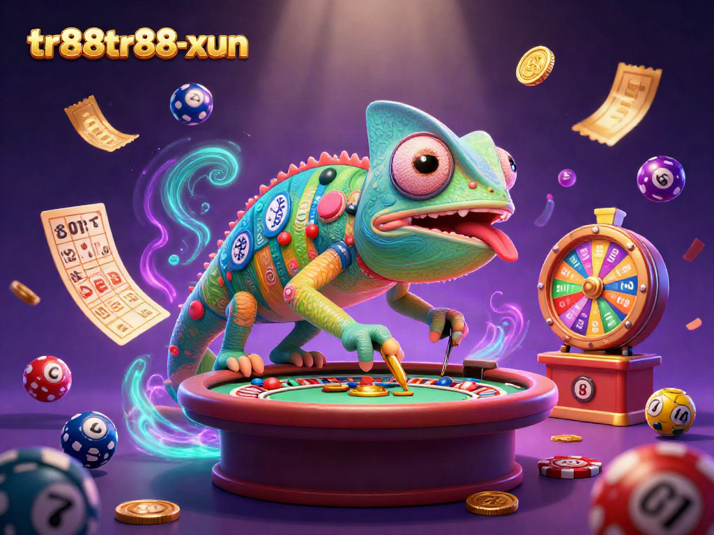 Engage with tr88tr88-xun's vibrant casino adventure featuring dynamic gaming elements and a colorful chameleon.