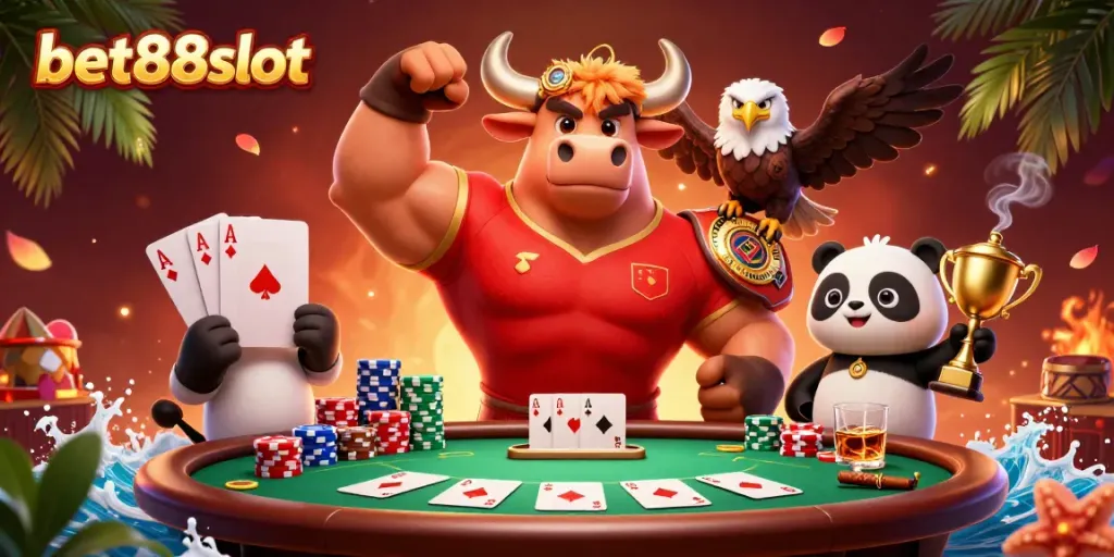 Experience the excitement of bet88slot with a dynamic casino scene featuring vibrant characters and gaming elements.