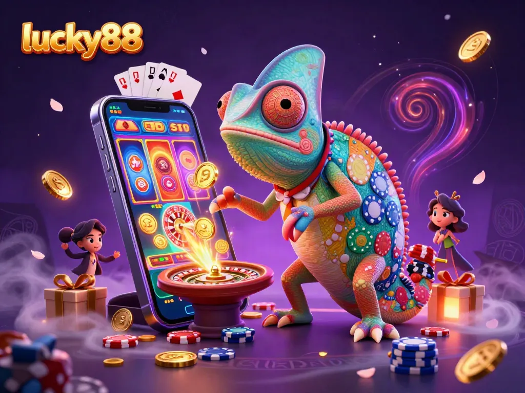Experience winning strategies with lucky88 in this vibrant 3D casino illustration filled with excitement.