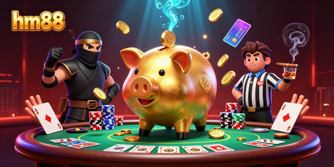 Engage in thrilling gameplay with hm88, featuring vibrant poker action amidst gold coins and colorful chips.