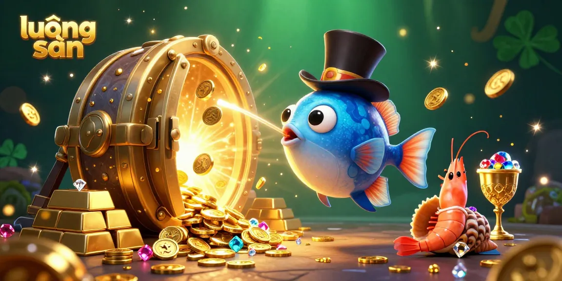 Engage with lương sơn themed treasure scene featuring deep-sea characters attracting gold, gems, and excitement.