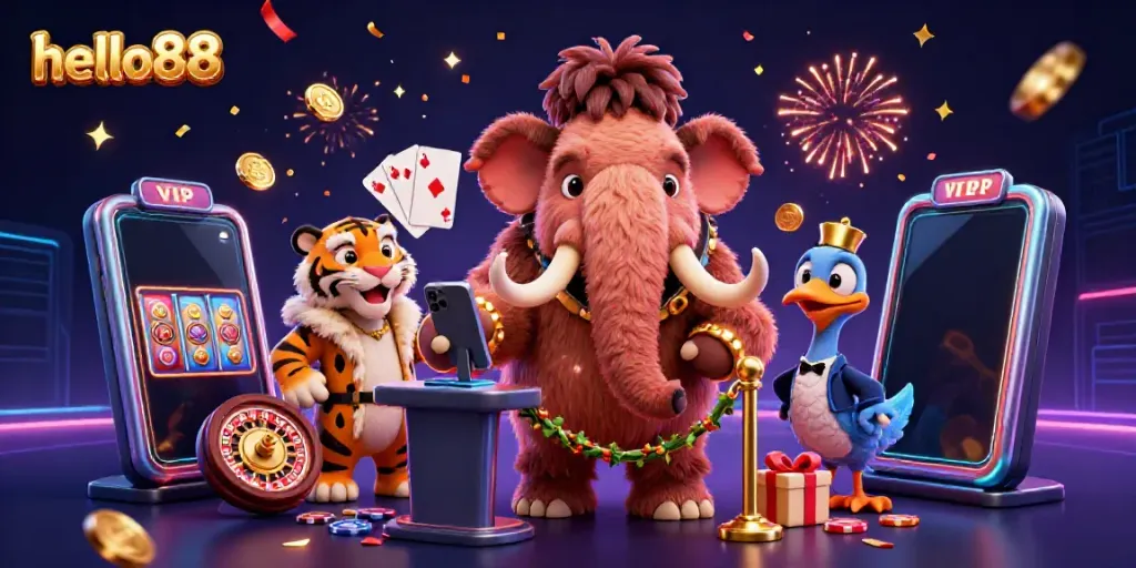 Experience exhilarating gaming at hello88 with vibrant casino characters and dynamic slot games.