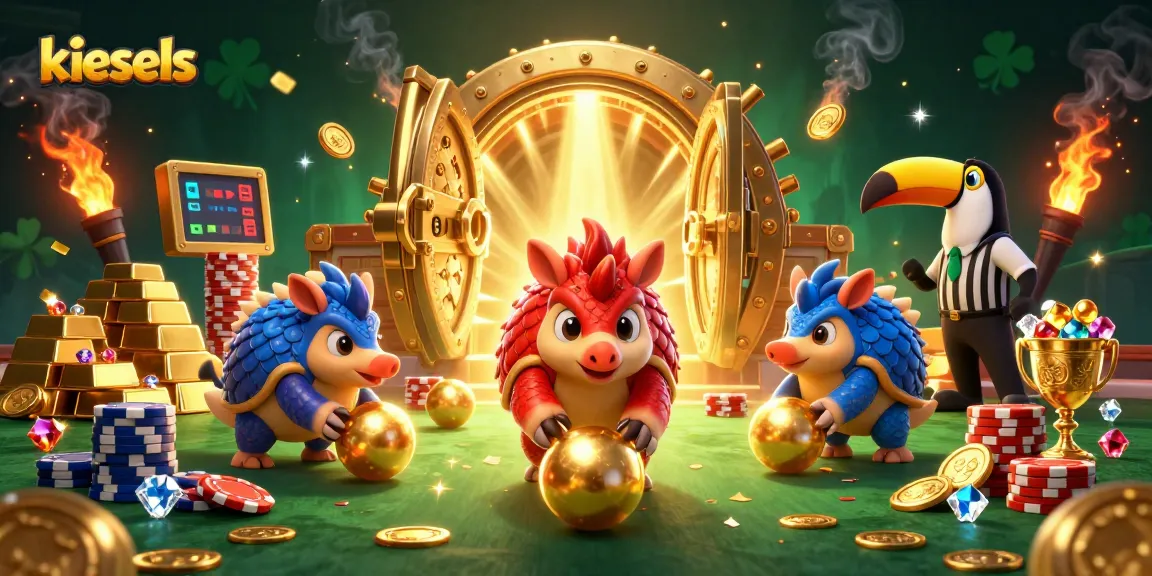 Kiesels offers a vibrant casino experience with dynamic pangolins playing through poker chips.