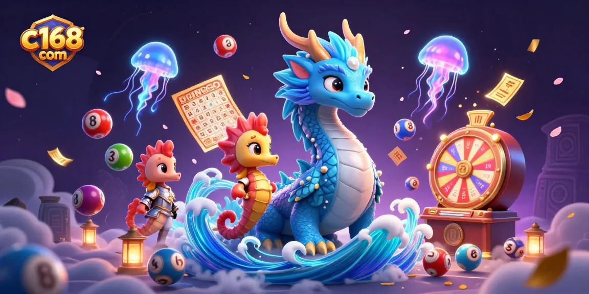 Experience thrilling gameplay at c168 com with colorful lottery elements in a vibrant casino scene.