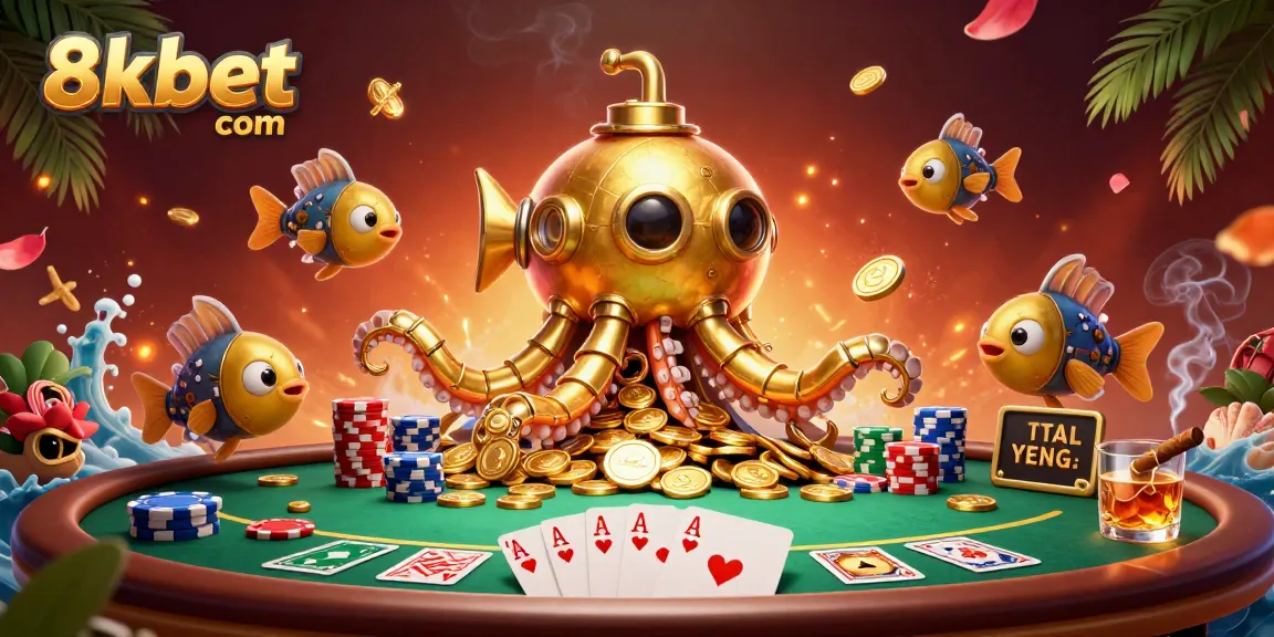 Join the adventure with 8xbet com as the golden kraken submarine reveals the thrilling world of poker and bonuses.