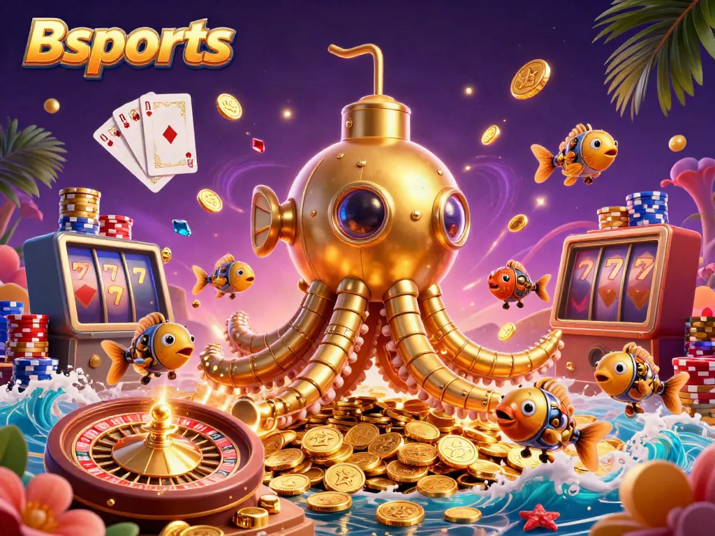 Experience thrilling gameplay with Bsports in a vibrant, casino-themed underwater scene.