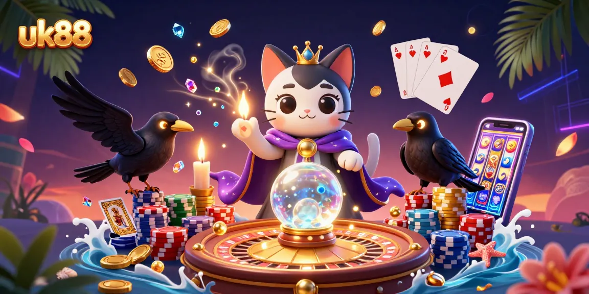 Experience thrilling gameplay with uk88, where golden coins fly around a mystical casino environment.