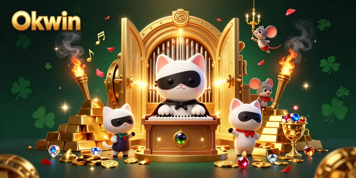 Engage with Okwin's thrilling casino experience featuring a 3D phantom cat and treasures.