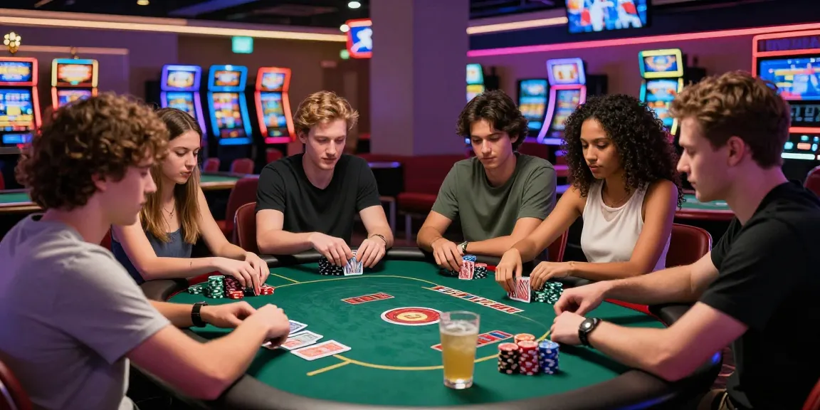 KO66 casino gaming scene with players engaged in poker at a vibrant table