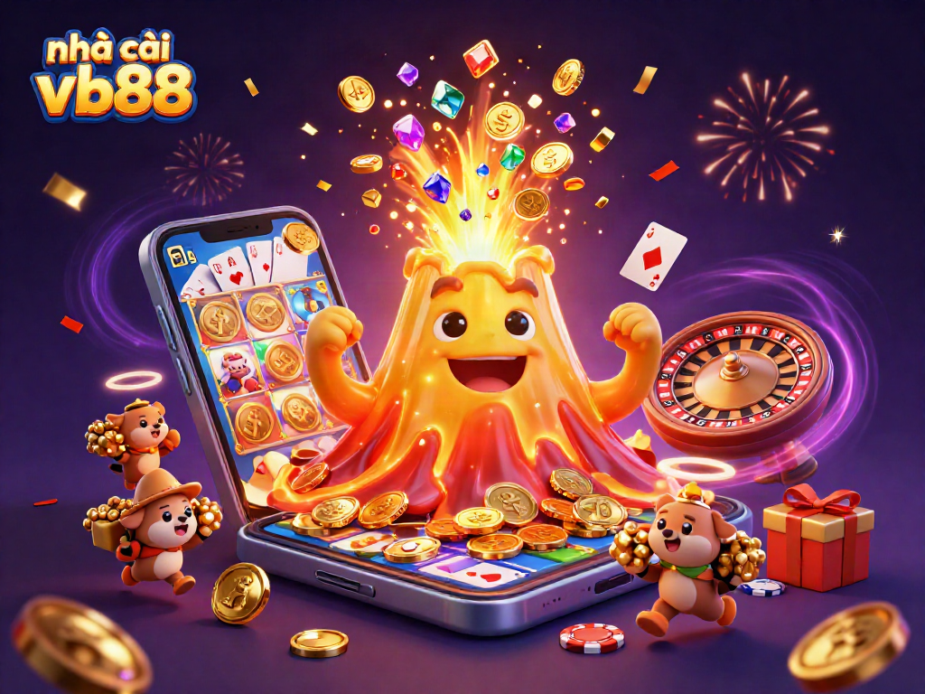 Experience the thrill of nhà cái vb88 with a vibrant 3D casino scene of treasure and excitement.
