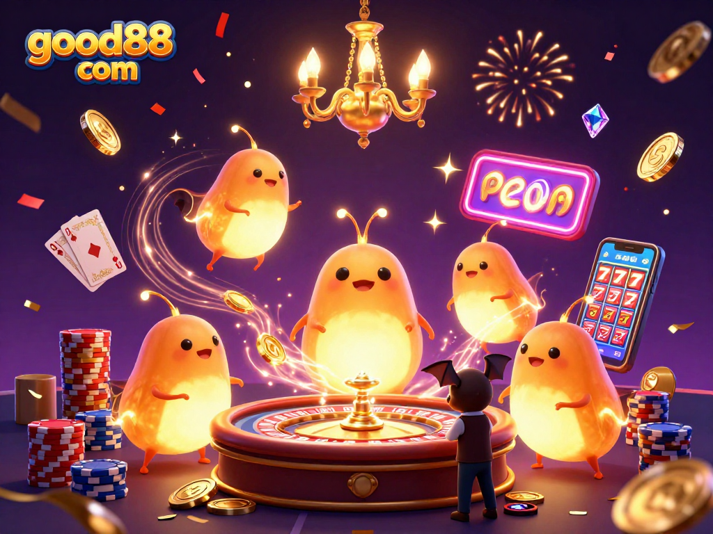 Experience the thrilling world of good88 com with glowing casino elements and vibrant colors.