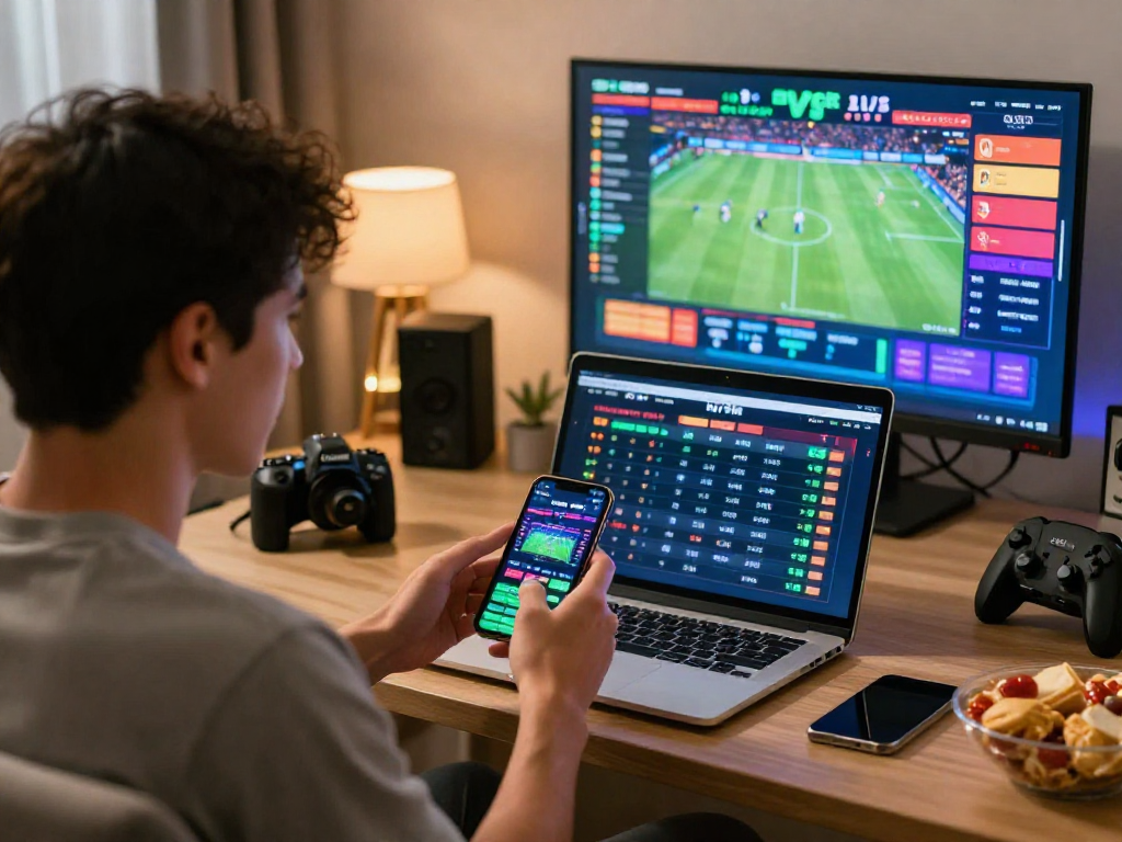 Engaging online betting experience with http://oxbet-app.com showcased in a dynamic home gaming setup.