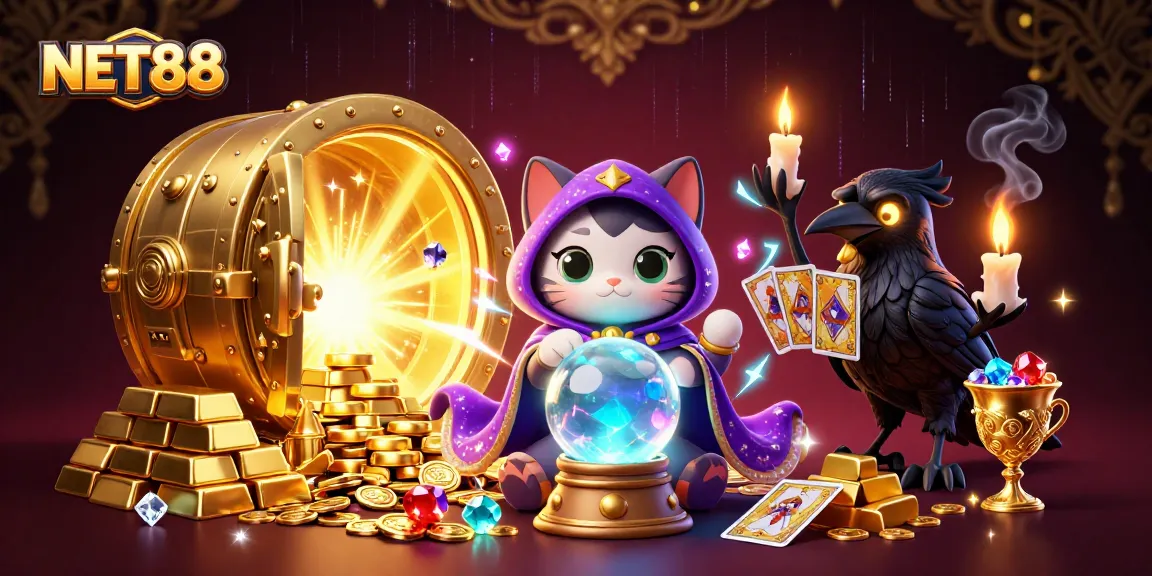 NET88 offers thrilling gambling excitement alongside mystical elements in a vibrant casino scene.