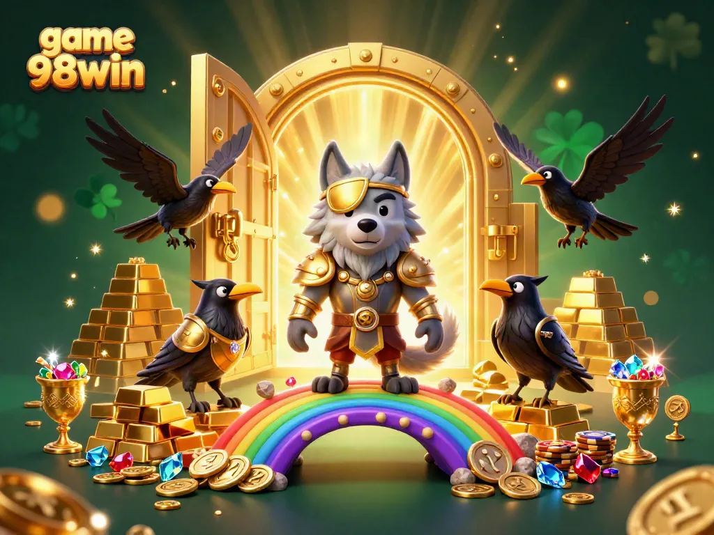 Experience game 98win's thrilling gaming atmosphere with a vibrant 3D casino scene.
