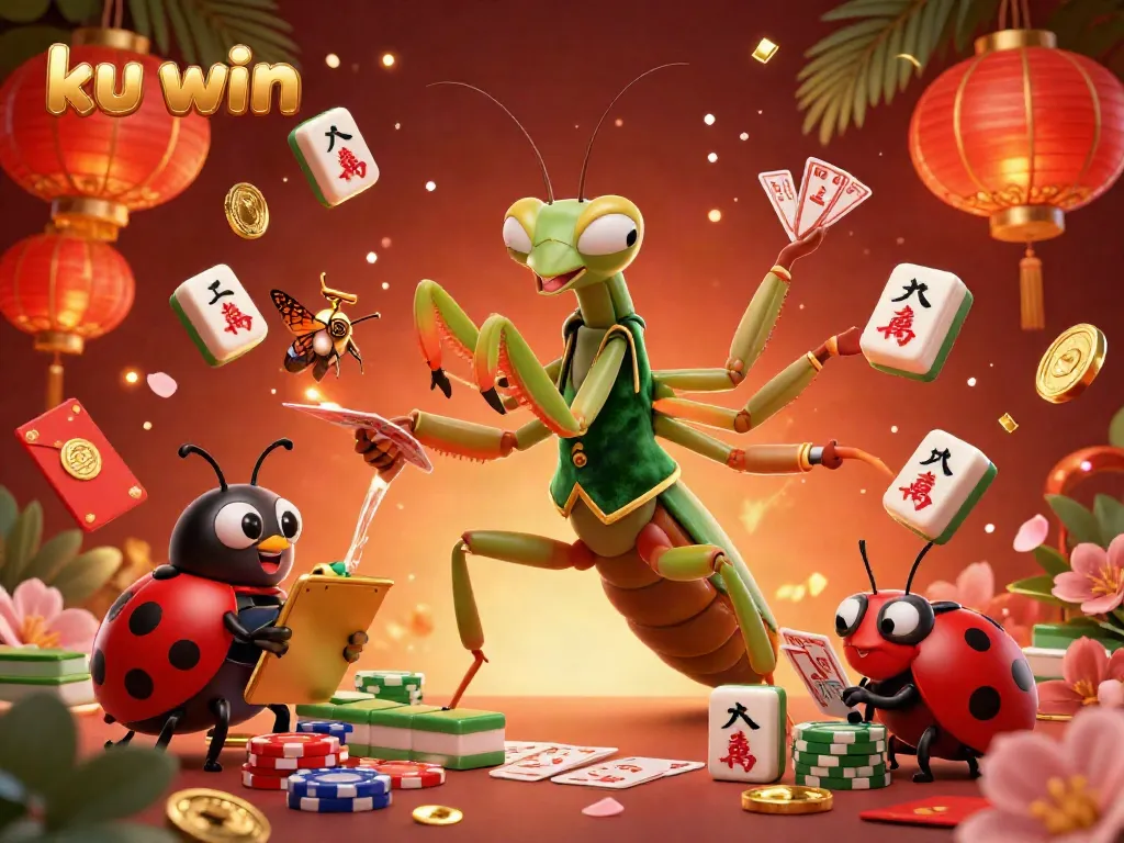 Experience the thrill of ku win with vibrant characters in a dynamic casino scene featuring card and chip action.