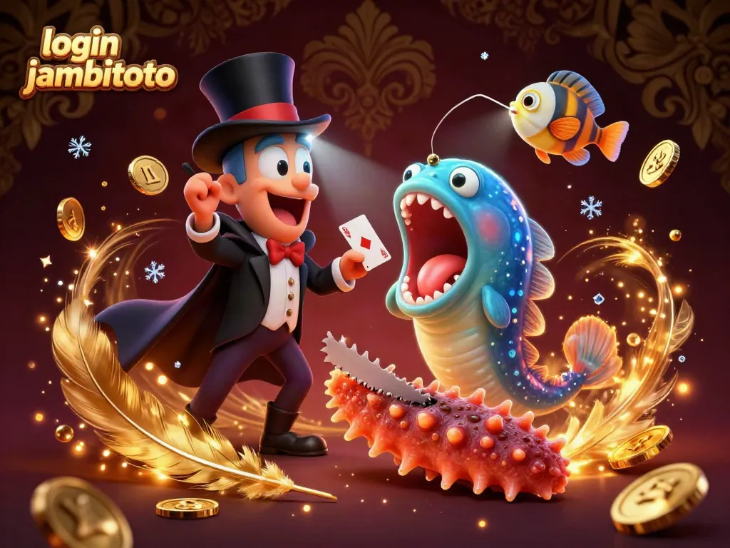 Immerse in thrilling magic acts at login jambitoto with vibrant characters showcasing card tricks and betting excitement.