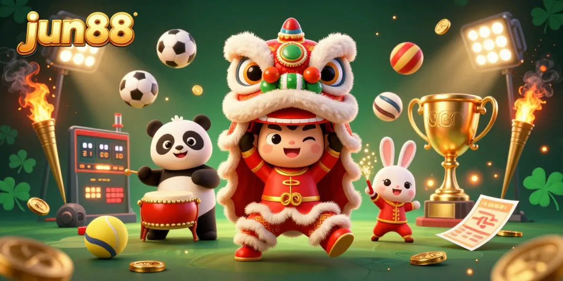 Experience thrilling gameplay at jun88 with a lively Chinese New Year-themed 3D casino illustration.