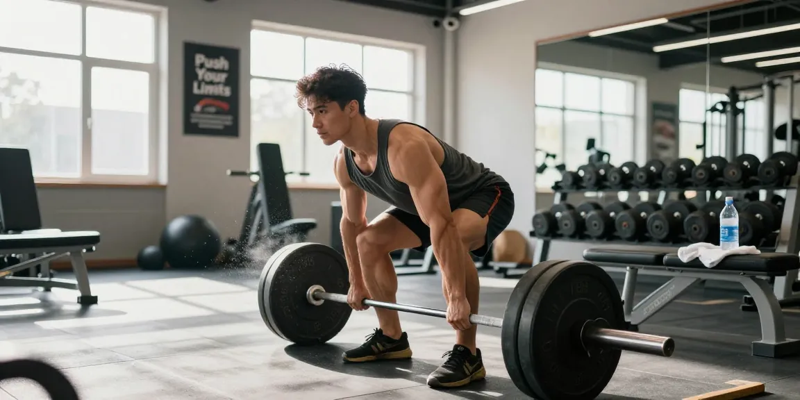 Engaged bodybuilder lifting weights in a bright gym, showcasing Prime Pharma Steroiden effectiveness