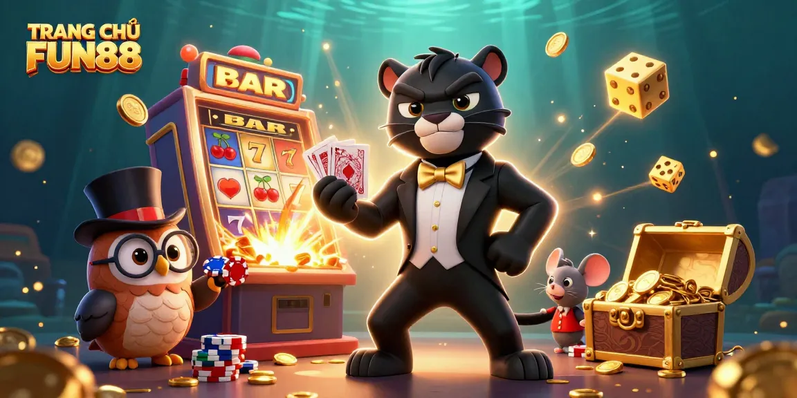 Experience the excitement at TRANG CHỦ FUN88 with vibrant characters and immersive casino elements.