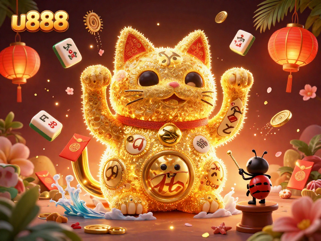 Play engaging games at u888 with dazzling golden fireflies casino illustration.