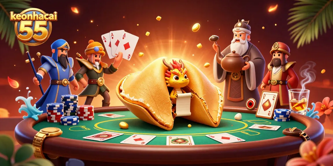 Engage in the thrill of keonhacai 55 with a rich 3D casino illustration depicting fortune, strategy, and excitement.