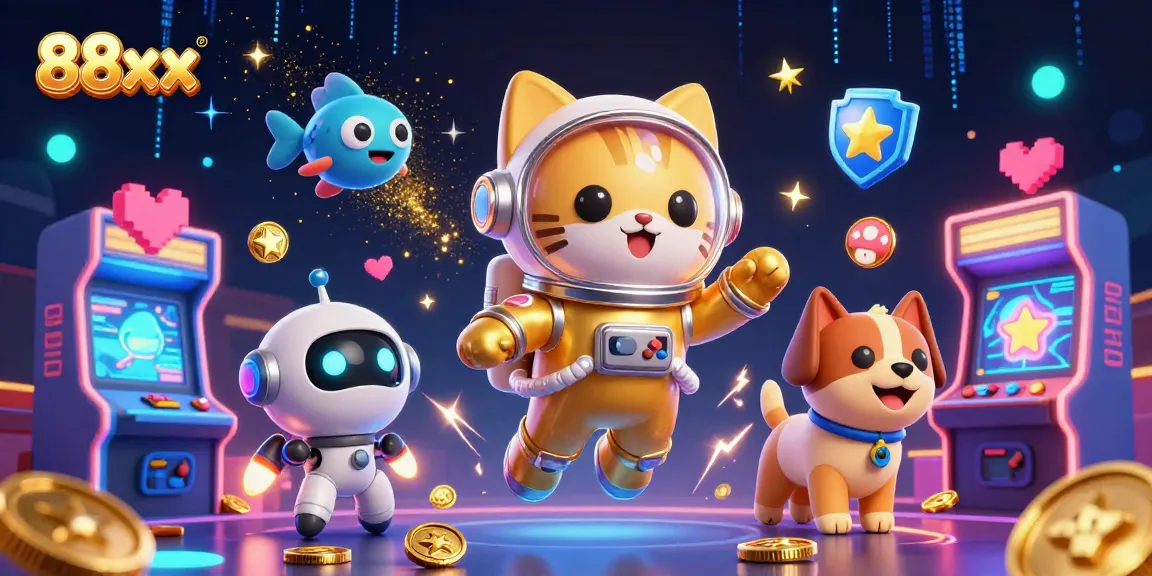 Win big with 88xx’s thrilling casino adventure in a vibrant space-themed illustration!
