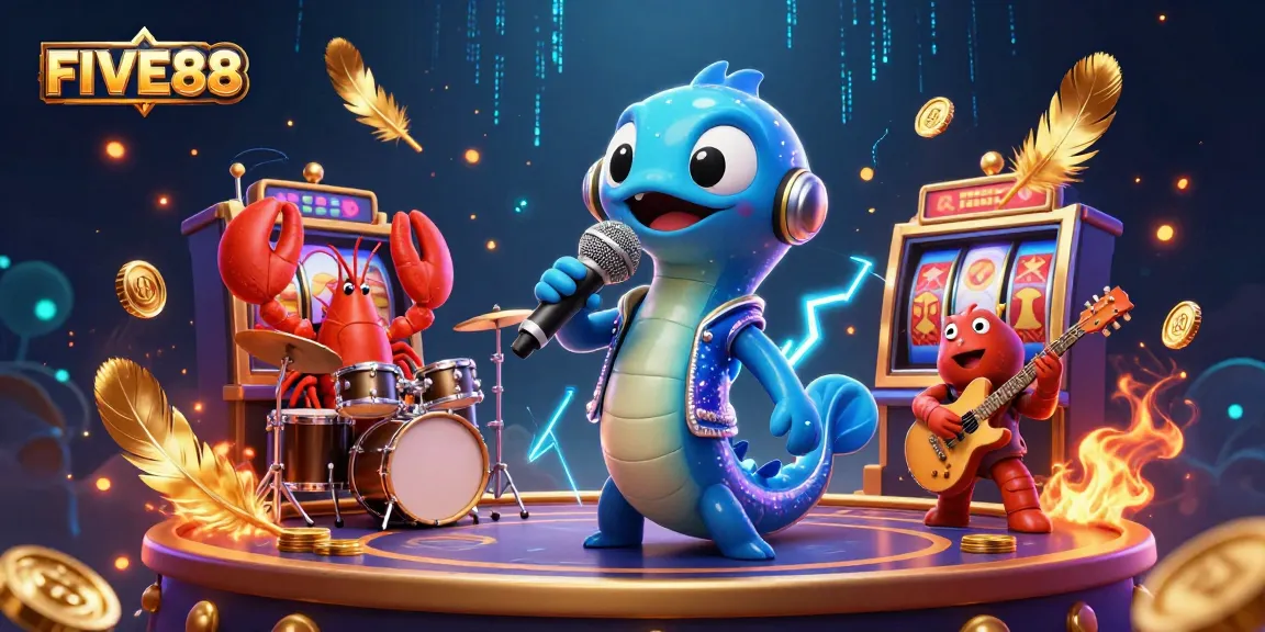 FIVE88 entertains with an electric eel DJ in a vibrant underwater casino scene