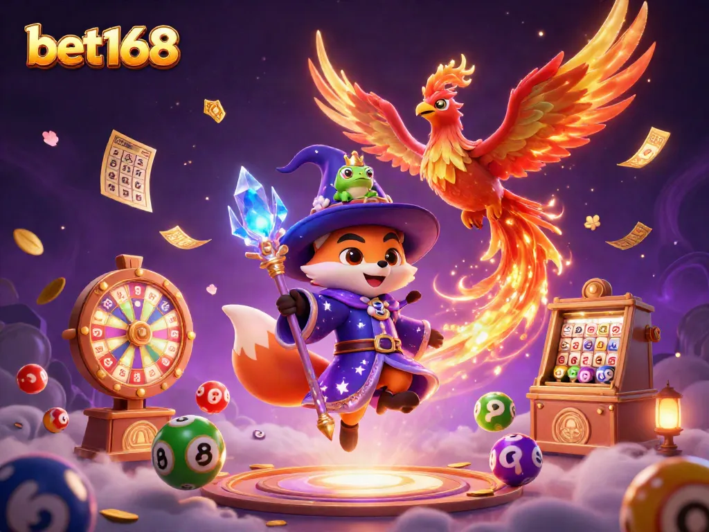 Engage with bet168 in an exciting lottery scene featuring dynamic characters and colorful game elements.
