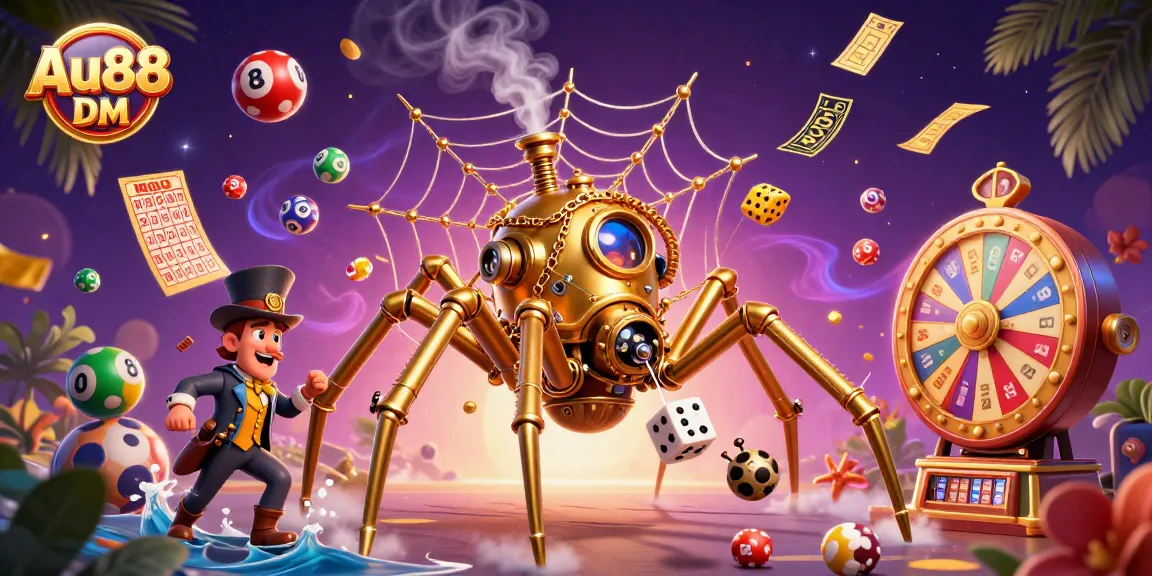 Engage in thrilling games at Au88 DM with vibrant illustrations of casino excitement.