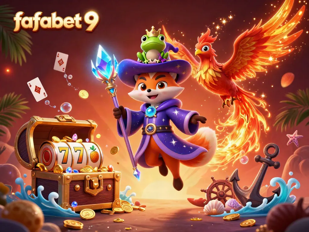 Experience thrilling wins at fafabet 9 with a dazzling casino adventure illustration.