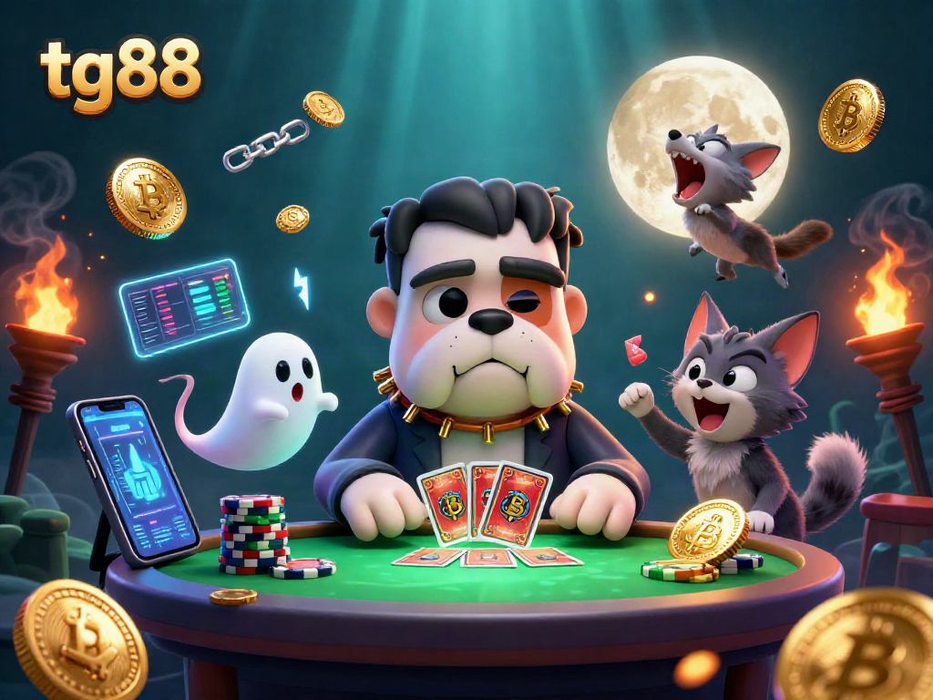 Interact with tg88's thrilling crypto casino atmosphere featuring vibrant characters and dynamic game elements.