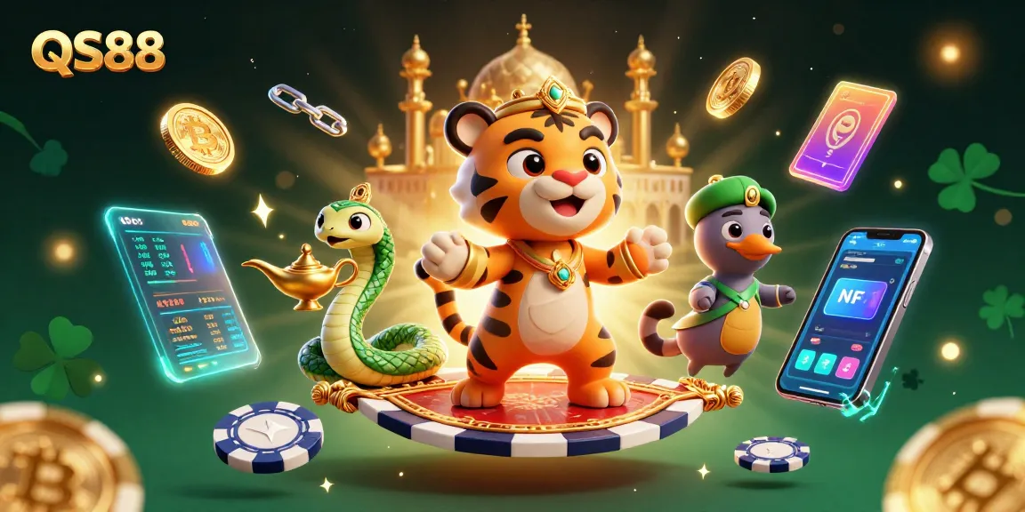 Experience exhilarating gameplay at QS88 with a vibrant 3D casino-themed scene showcasing gambling excitement.