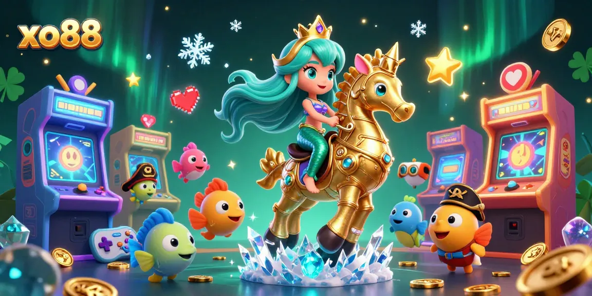 Experience exciting gameplay at xo88 with enchanting mermaid and seahorse in a vibrant casino setting.