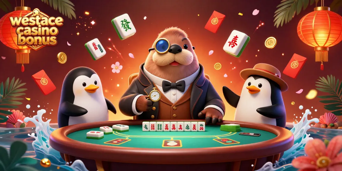 Verken de westace casino bonus met een vrolijke walrus aan een pokertafel, omringd door kleurrijke elementen.