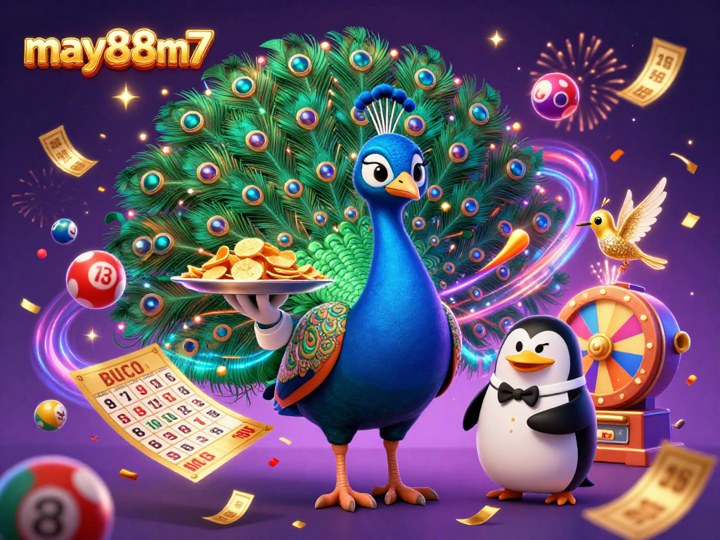 Experience the excitement of may88m7 with a vibrant casino scene featuring games, rewards, and festive energy.
