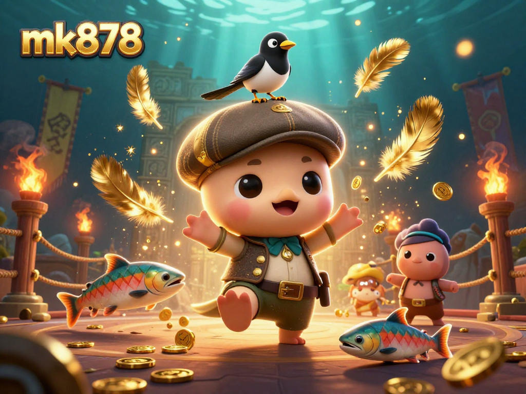 Engage with mk878's dynamic casino experience featuring baby Nessie and gold coins.
