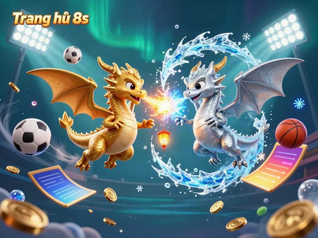 Experience exciting gaming action at Trang chủ 8s with dynamic 3D dragons and sports elements.