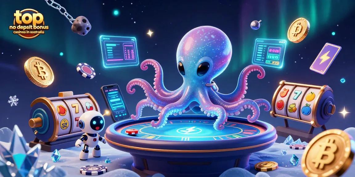 Win big at top no deposit bonus casinos in Australia with a vibrant cosmic gaming illustration.